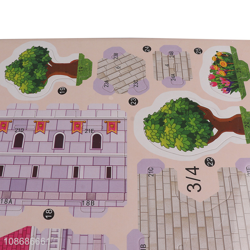 China imports 35 pieces 3D pink castle jigsaw puzzle toys