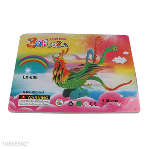 High quality fun DIY 3D phoenix jigsaw puzzle toy for kids