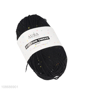 Yiwu market black cotton tweed soft knitting wool yarn for sale