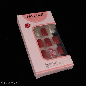 Popular products natural 24pcs fake nail kit with nail glue