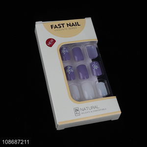 China factory natural 24pcs <em>nail</em> decoration <em>fake</em> <em>nail</em> kit for women