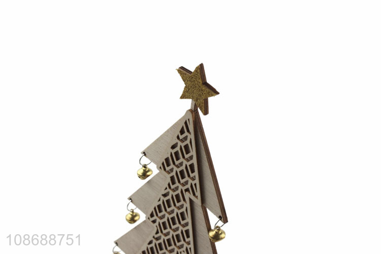 High quality hollowed-out wooden Christmas tree statue wooden holiday gifts