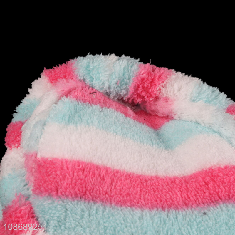 Wholesale women's plush slippers anti-slip colorful striped slippers