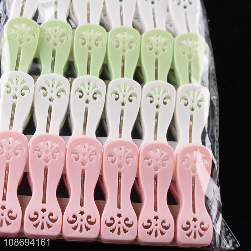 Wholesale 24pcs heavy duty plastic clothes pins outdoor laundry pegs