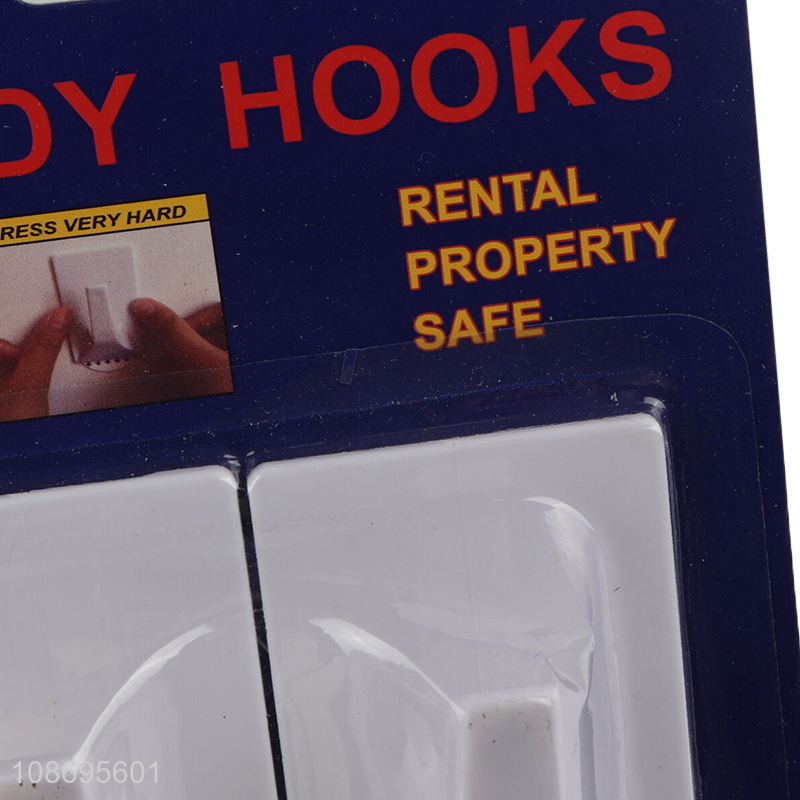 Factory price 2pcs heavy duty wall hanging hooks plastic sticky hooks