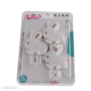 Top products rabbit shape kitchen bathroom 3pcs sticky hook set