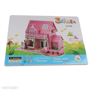 Online wholesale 35 pieces DIY 3D pink villa jigsaw puzzle toys