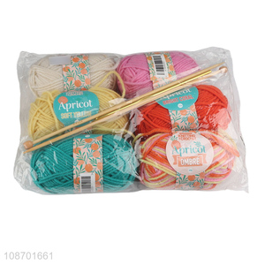 Good quality polyester hand knitting yarn set with knitting needles & crochet hook