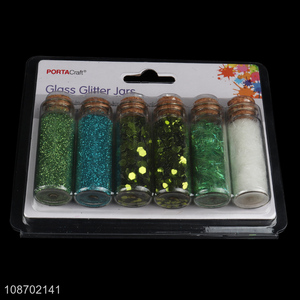 Wholesale glitter sequins set in glass jar for Diy scrapbooking & card making