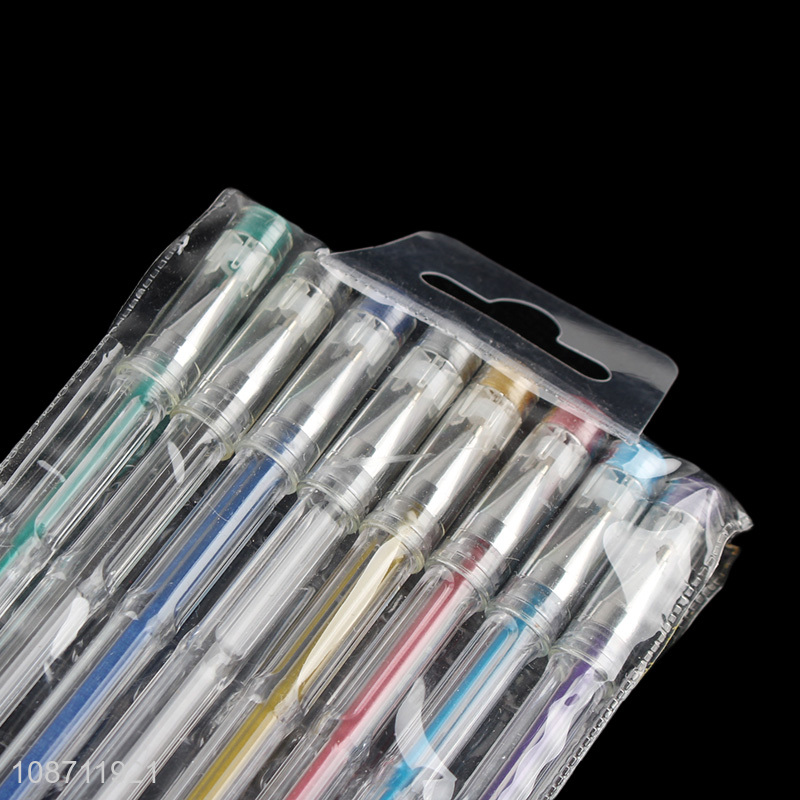 New product 8pcs metallic ink gel pens for student writing & drawing