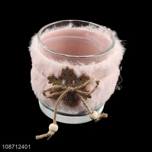 Wholesale empty glass Christmas candle jar votive candle holder for decor