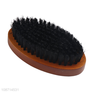 Wholesale oval natural pig bristle laundry brush with wooden handle