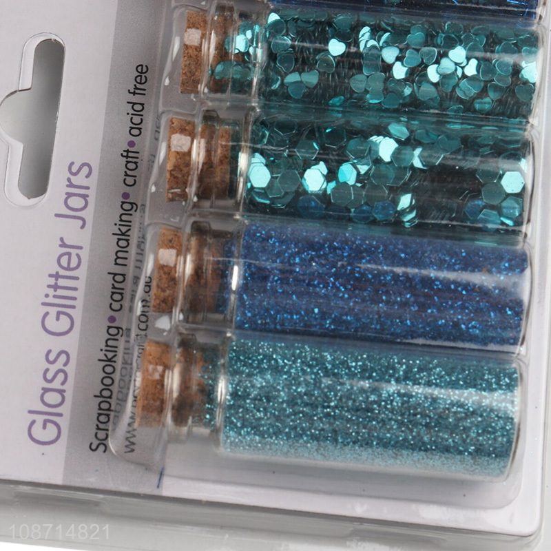 Hot items 6pcs glass glitter jar diy toys set for sale