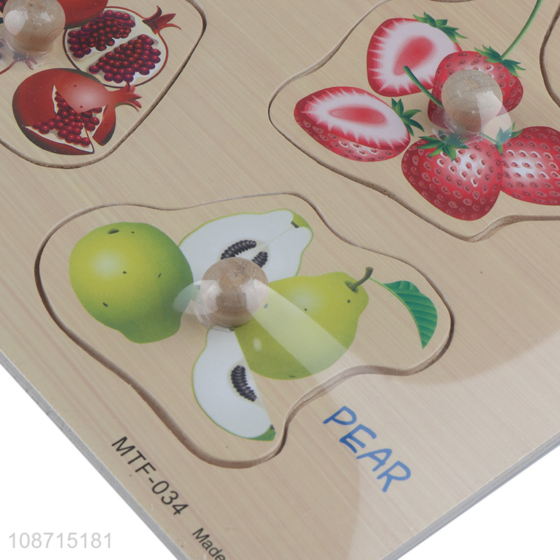 Most popular fruits series wooden baby hand-grip puzzle jigsaw toys