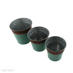 Yiwu market galvanized metal flower pot plants pot for garden decoration