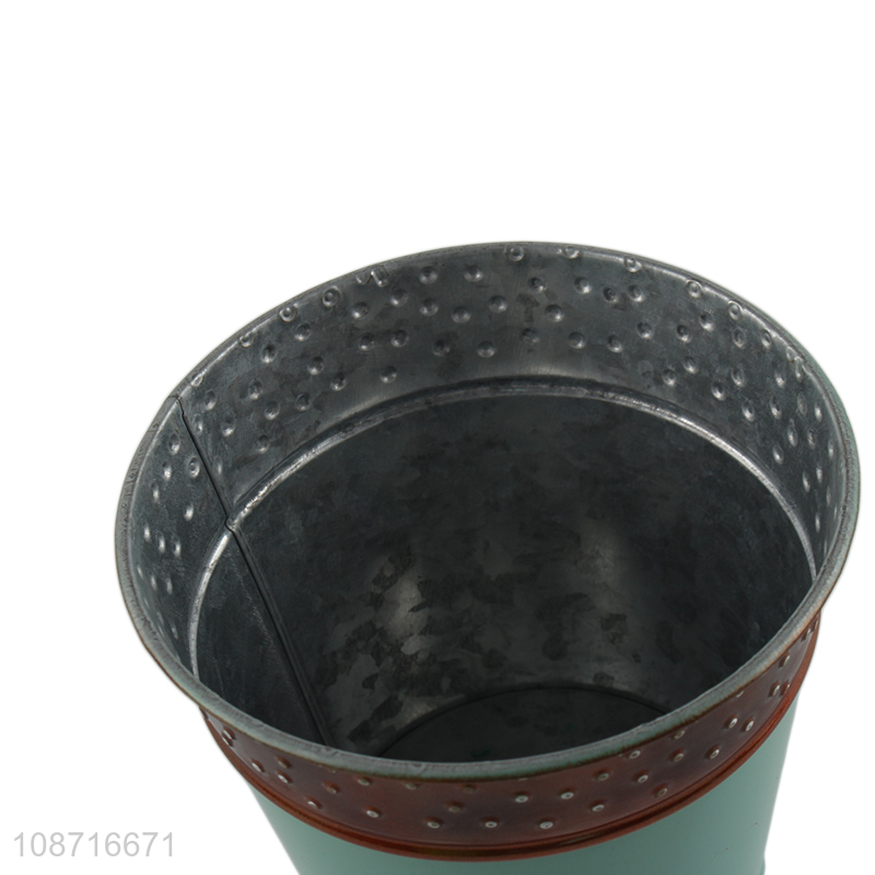 Yiwu market galvanized metal flower pot plants pot for garden decoration