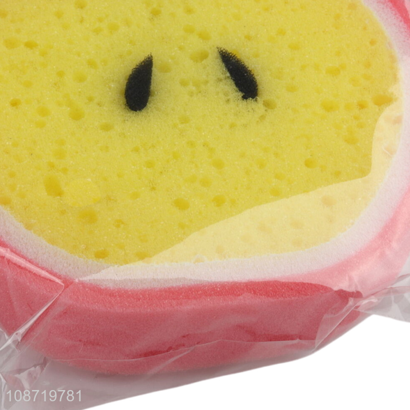 Latest design fruit shape soft baby bath scrub sponge for bath supplies