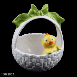 China factory ceramic crafts duck flower basket ornaments for tabletop decoration