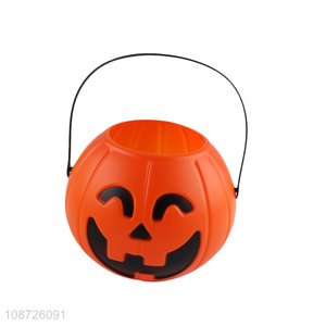 Good quality portable plastic pumpkin bucket trick or treat bucket with handle