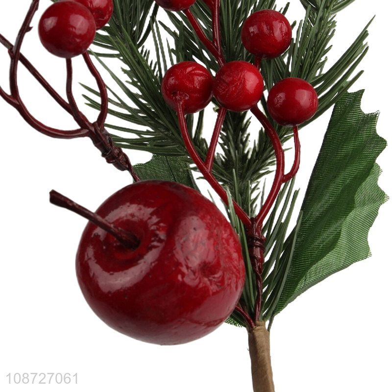 Factory price artificial Christmas branch artificial pine picks with red berries