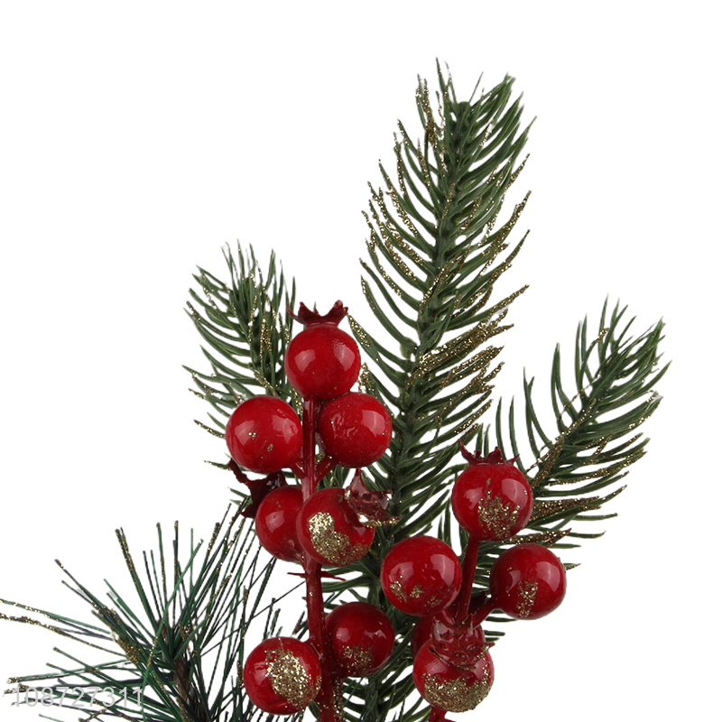 Hot selling artificial red berry picks stems for Christmas tree decoration