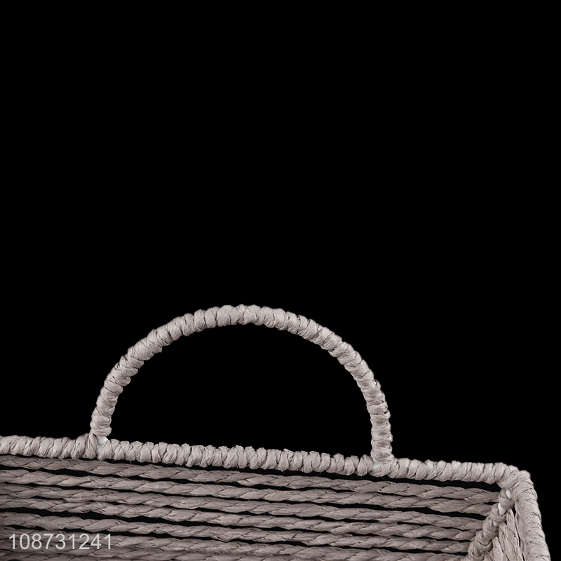 Online wholesale multi-purpose hand-woven papyrus storage basket with handles