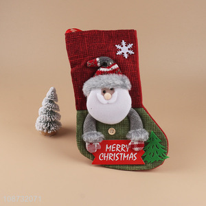 Yiwu market 3D fabric Christmas stocking bag for children kids girls boys