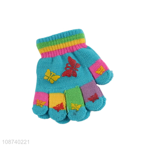 Top quality colorful acrylic winter warm children gloves for outdoor