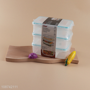 New product 3 pieces leakproof plastic food containers for refrigerator