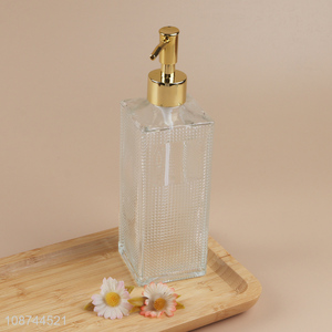 Best selling clear square glass liquid soap dispenser bottle for bathroom