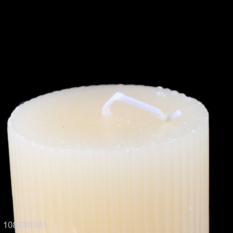 Wholesale scented candle ribbed pillar aromatherapy candle for relax