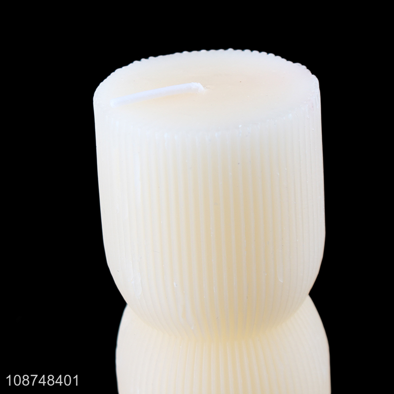 High quality ribbed pillar scented aroma candle for home relaxation