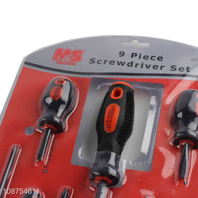 Online wholesale 9 pieces multi-purpose screwdriver set with comfortable handle