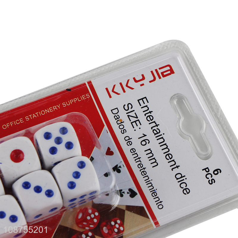 New arrival 6pcs plastic entertainment dice set for party games