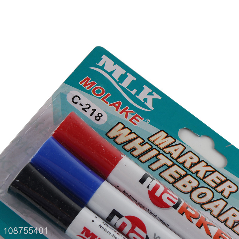 Low price 3pcs easy erasing whiteboard marker set