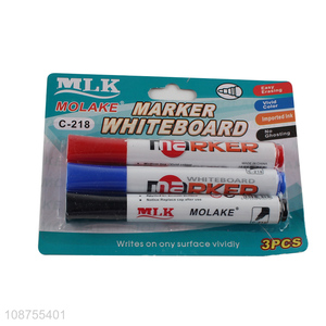 Low price 3pcs easy erasing whiteboard marker set