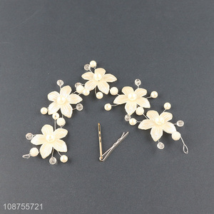 Popular product bridal wedding hair vine pearl flower hairpiece for women