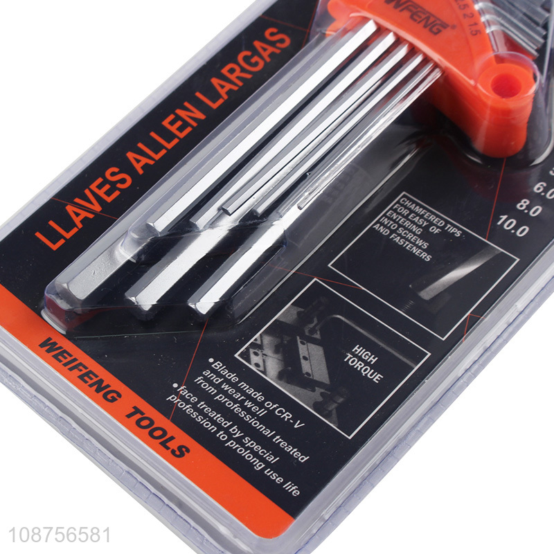 Qholesale Long Hex Key Allen Wrench Set L Wrench Set