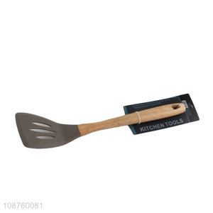 New style silicone cooking slotted spatula with wooden handle