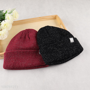 New arrival winter windproof knitted hats cuffed beanies for adults