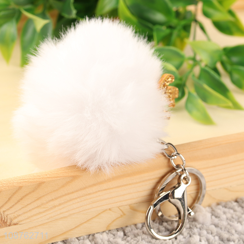 New product cute Christmas pompom key chain faux fur ball keyring