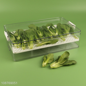 Hot selling 2-layer refrigerator organizer bins with drain tray