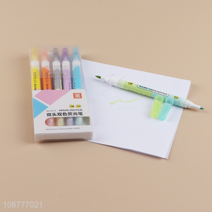 China wholesale 6pcs double-headed highlighter pen set