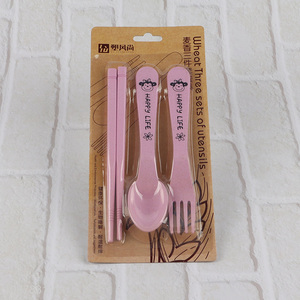 New prouct wheat straw chopsticks spoon and fork set