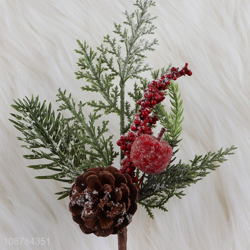 Factory price artificial Christmas pine picks with pinecones