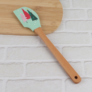 New arrival wooden handle Christmas silicone spatula