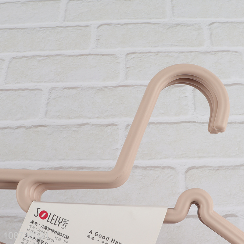 New product 5pcs non-slip plastic kids clothes hangers