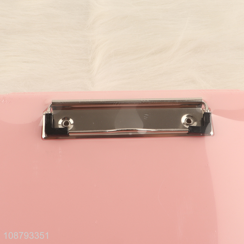 Good quality multifunctional plastic clip board with pen holder