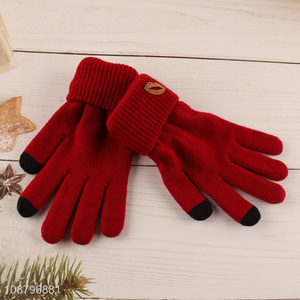 China imports women men <em>winter</em> knit <em>gloves</em> for cycling