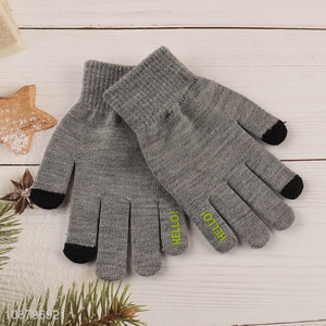 Custom logo women men <em>winter</em> knit <em>gloves</em> for cycling